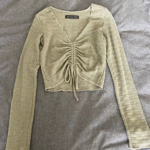 Whitefox cropped green long sleeve shirt SMALL